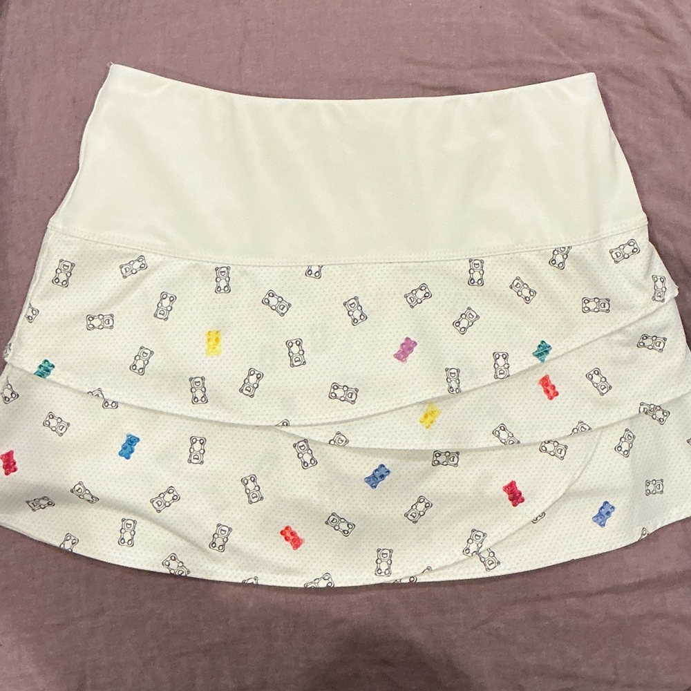 White Patterned Women's Skirt Gummy Bear Lucky in love tennis
